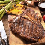 Beef steaks with grilled vegetables