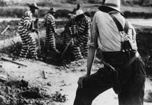 Convict chain gang and prison guard in Georgia