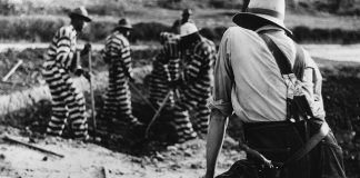 Convict chain gang and prison guard in Georgia