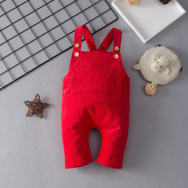 Baby Solid Retro Strappy Jumpsuit