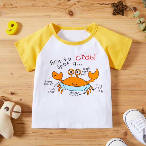 Baby Unisex casual Letter & crab Tee